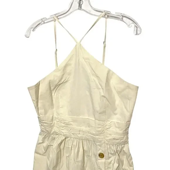 Banana Republic Cream Halter Midi Button Sheath Dress 2 Summer Coastal Boho Chic - Picture 3 of 9